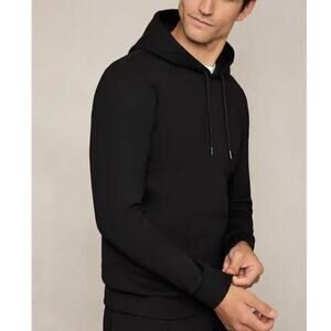 Reiss Fabien Long Sleeve Premium Interlock Jersey Hoodie Black Size S